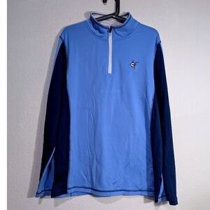 White Water Mens Blue Quarter Size Large  Zip Performance Pullover Marlin Logo
